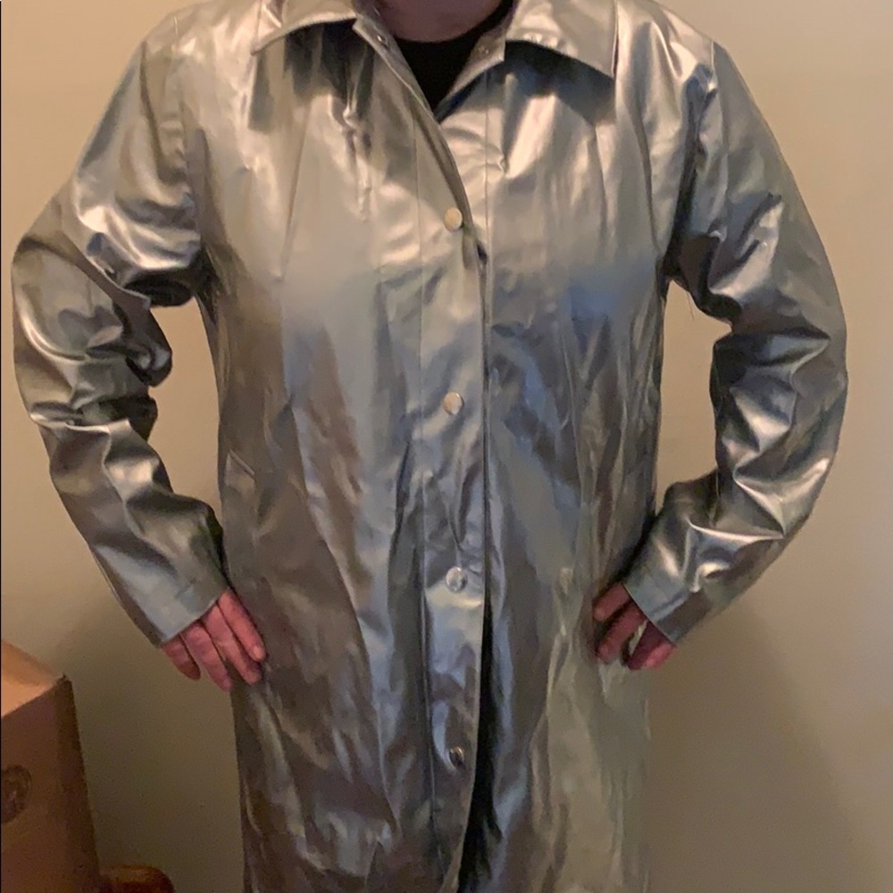 Silver Michael Kors trench coat raincoat